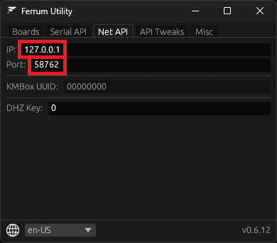 Ferrum Net API tab